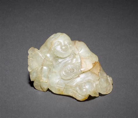 Bonhams A Mottled Celadon Jade Carving Of A Recumbent Corpulent Figure