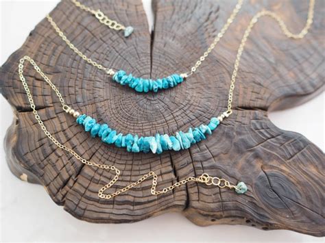 Raw Turquoise Necklace December Birthstone Necklace Etsy