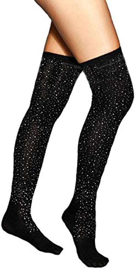 Women Winter Sexy Rhinestone Thigh High Socks Cable Knit Colorful Striped Stockings