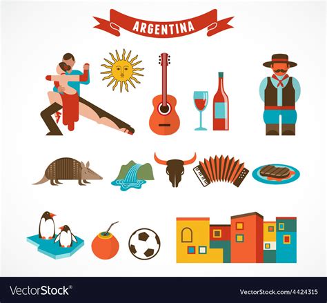 Argentina Set Icons Royalty Free Vector Image