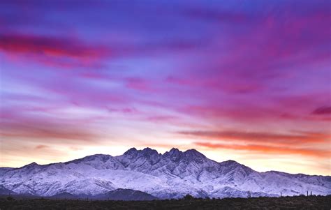 Snow Capped Four Peaks During Sunrise 6593×4189 Wallpaperable