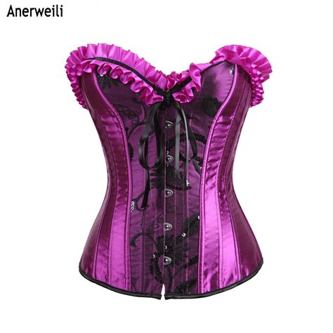 satin bone corsets sexy women s plus size corsets and bustiers waist trainer overbust gothic