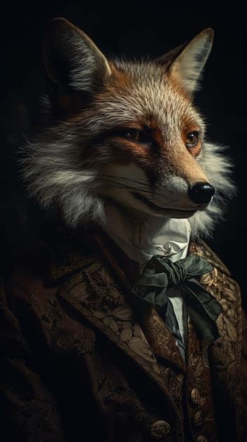 Premium Ai Image A Fox In A Suit With A Bow Tie