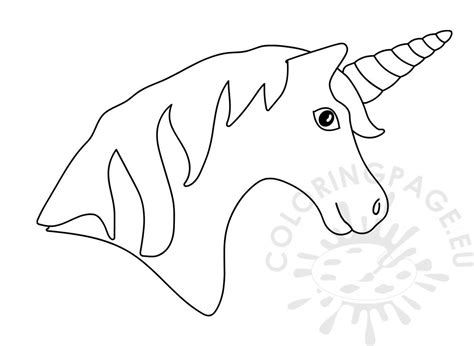 Printable Unicorn head with rainbow horn – Coloring Page
