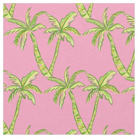 Preppy Pink And Green Palm Tree Fabric In 2023 Palm Tree Fabric Pink