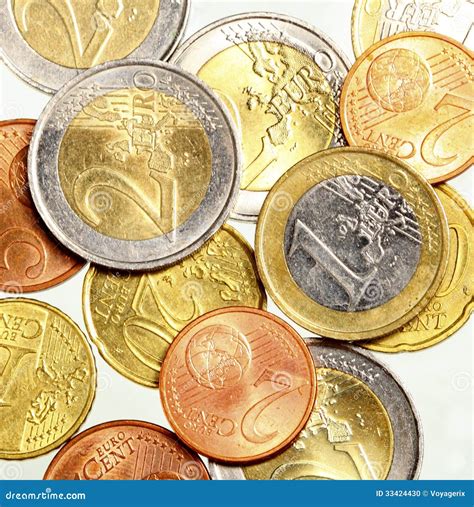 European Currency Euro Coins Money On White Stock Photo Image Of