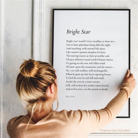 Bright Star By John Keats Poem Print Poetry Print T Etsy