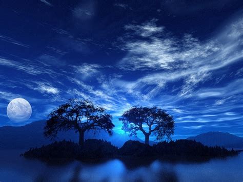 Blue Sky And Moon Beautiful Nature Nature Scenery