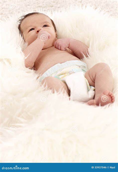 Newborn Baby Lying On Back Stock Photo Image Of Newborn 33937046