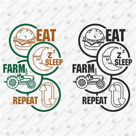 Download Eat Sleep Farm Repeat SVG Cut File | TeeDesignery.com