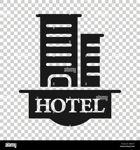 Hotel Sign Icon In Flat Style Inn Building Vector Illustration On