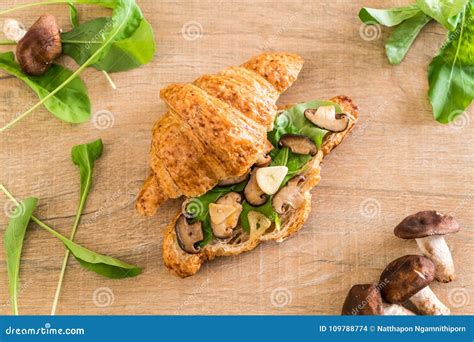 Mushroom Croissant Sandwich Stock Photo Image Of Nutrition Vegan