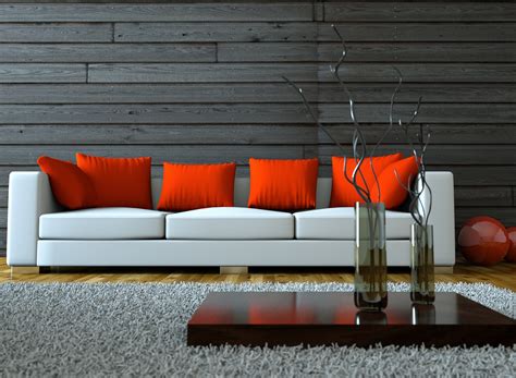 Home Design Vase White Sofa Stylish Red Pillow Wallpaper