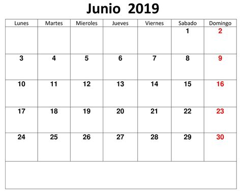 Calendario Junio 2019 Editable Para Imprimir Blank Calendar Template