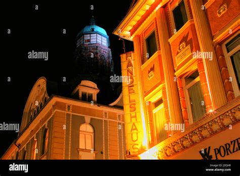 Houses Church Green Night Photograph Long Term Exposure Facade Steeple