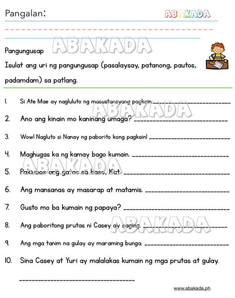 Uri Ng Pangungusap Worksheet St Grade Worksheets Worksheets