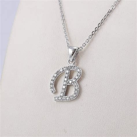 Diamond Initial Pendant Necklace In 14k White Gold Natural Etsy