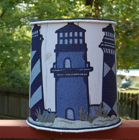The clarity of the polycarbonate lenses surrounding the bulb create with the large lighthouse, the effect is even more impressive! Custom Lighthouse Lamp Shade Lampshade Navy blue white ...