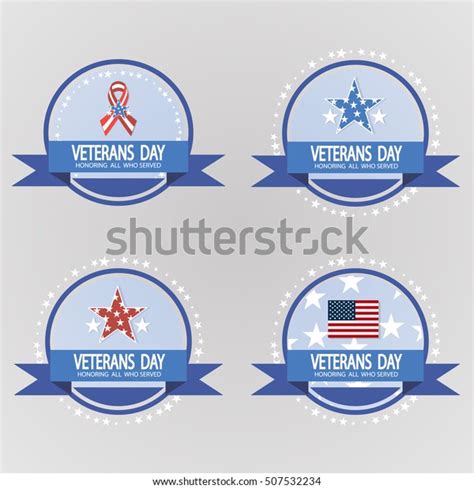 Labels Veterans Day November Patriotism Holiday Stock Vector Royalty