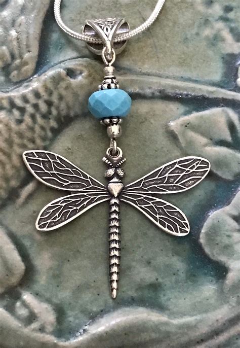 Antique Silver Dragonfly Pendant Necklace With Chain And Your Choice Of