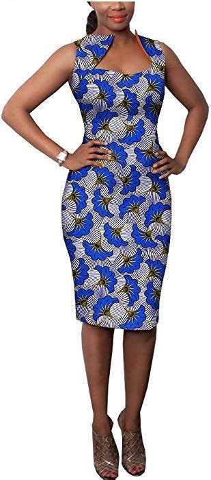 Private Afripride African Bodycon Dresses For Women Sleeveless Collar Wax Cotton Dress Dashiki
