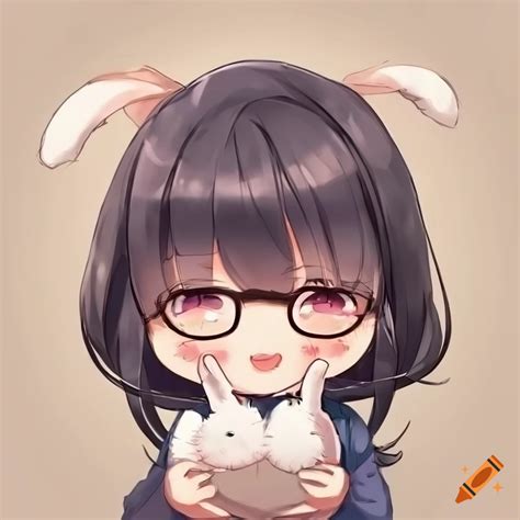 Cute Chibi Anime Girl With Glasses And Bunnies On Craiyon