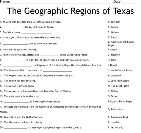 Regions Of Texas Anchor Chart