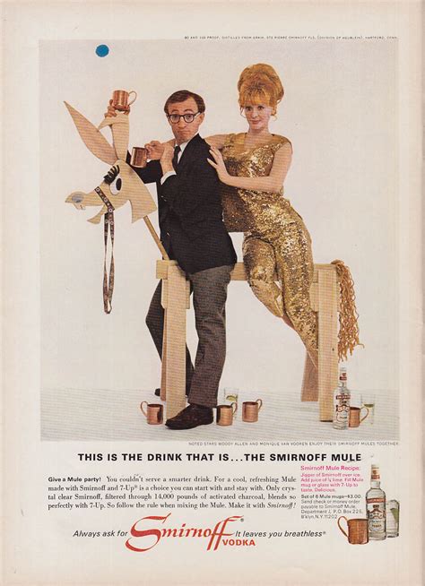 Woody Allen And Monique Van Vooren For Smirnoff Vodka Mules Ad 1966 Ny