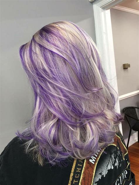 Ash Blond And Purple Hair Purple Blonde Hair Purple Hair Highlights