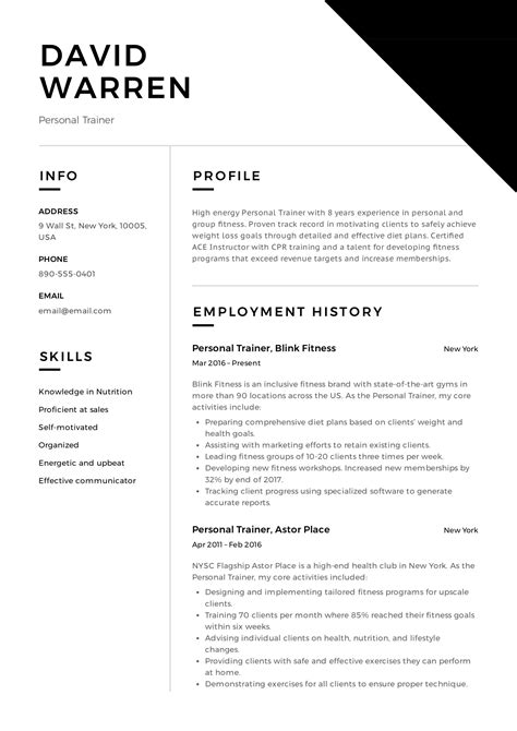 Guide Personal Trainer Resume 12 Samples Pdf 2019