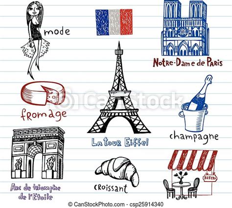 France Symbols As Funky Doodles Symbols Of France As Funky Doodles