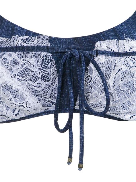 Amir Slama Lace Applique Denim Bikini Set Farfetch