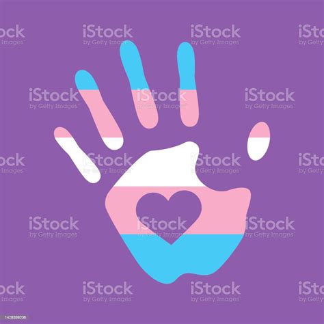 Handprint With The Colors Of The Transgender Pride Flag Icon Vector
