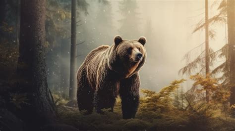Premium Ai Image Siberian Brown Bear Hd K Wallpaper Background Stock