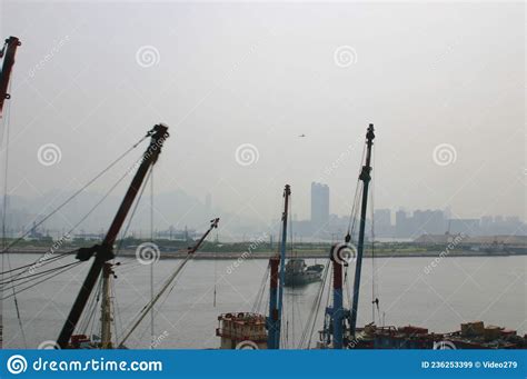 Pontoon Boat At Victoria Harbour Hong Kong 29 June 2004 Editorial