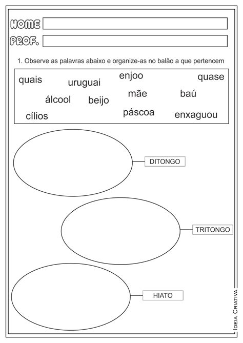 Atividades Ditongo Tritongo E Hiato