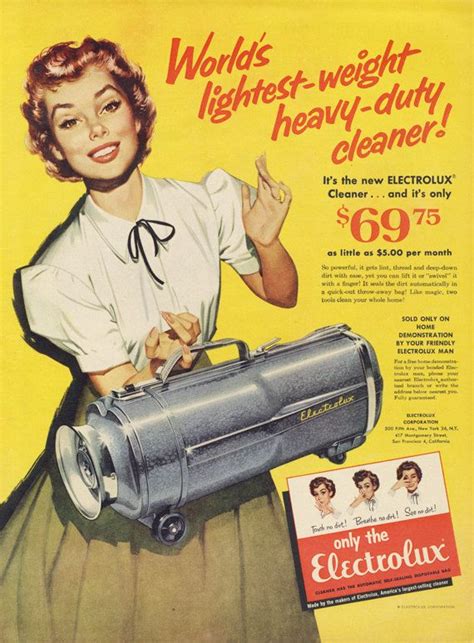 1955 Electrolux Vacuum Cleaner Ad 1950s Housewife By Advintagecom 1950s