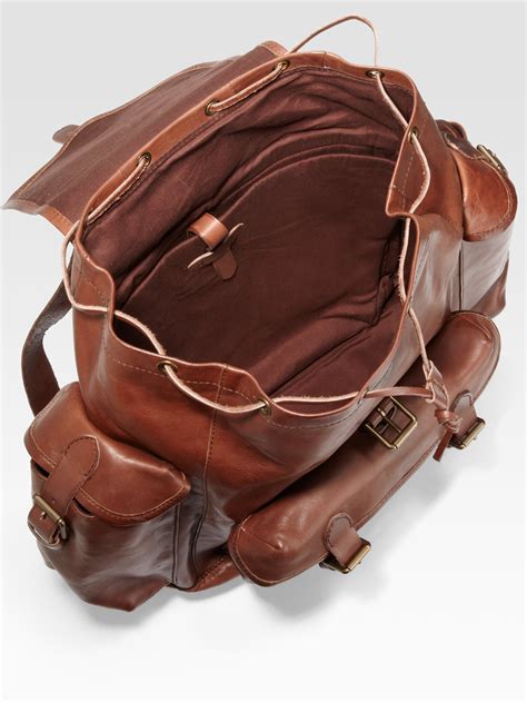 Lyst Polo Ralph Lauren Leather Backpack In Brown For Men