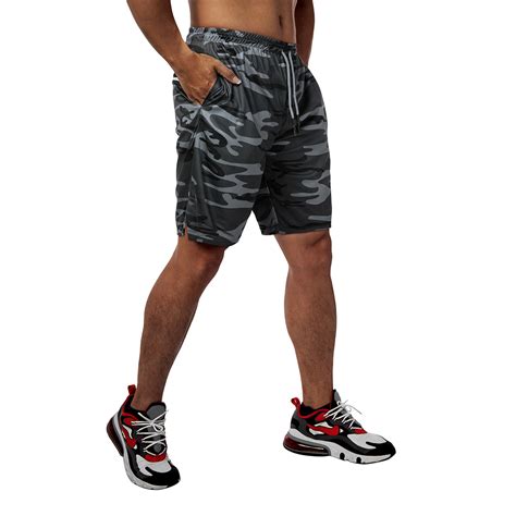 men s 2 in 1 training athletic liner fitness shorts gym with secure phone pocke ebay