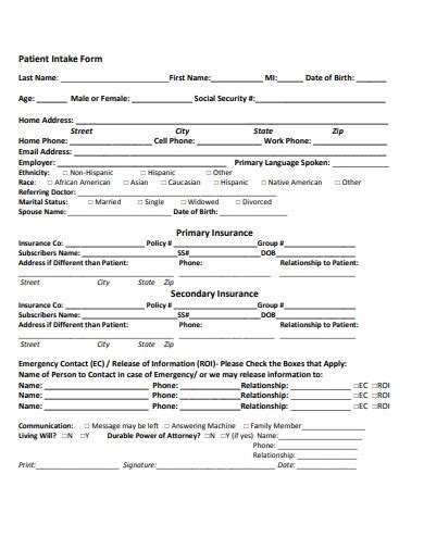 New Patient Intake Form Download Fillable Pdf Templateroller Vrogue