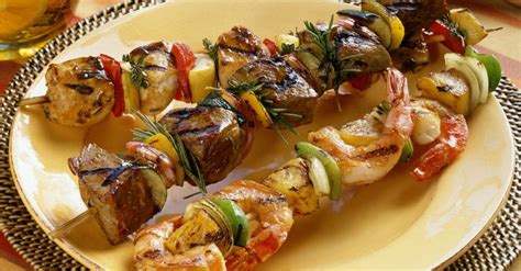 Who's up for grilled chicken? Grill Skewers with Beef, Shrimp and Chicken recipe | Eat ...