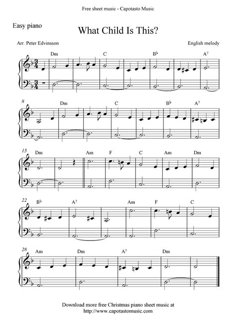 Free Sheet Music Scores: Free Christmas piano sheet music, What Child ...