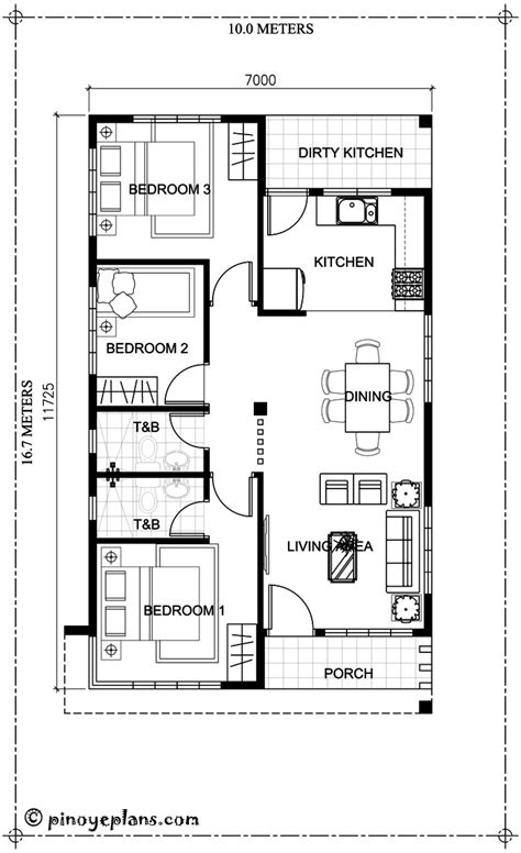 3 Bedroom House Plan With Total Floor Area Of 80 Square Meters Decor