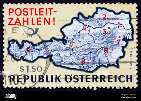 Austria Circa 1976 A Stamp Printed In The Austria Shows Map Of