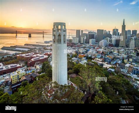 The Coit Tower An Art Deco Monument In The Telegraph Hill Neighborhood