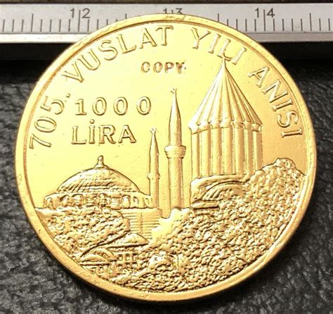1978 Turkey 1000 Lira Jalaladdin Rumi Gold Copy Coin