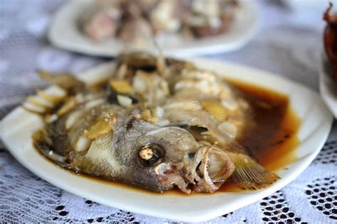 Steamed Fish Chinese Style Seafood Dish Chinese Food Stock Photo