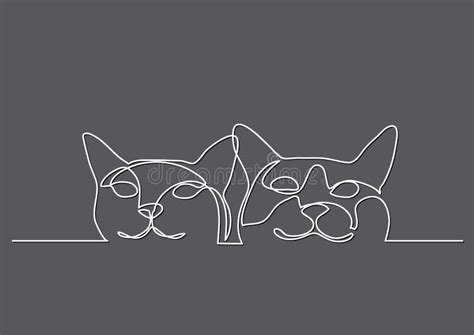 Line Drawing Two Cats Stock Illustrations 266 Line Drawing Two Cats