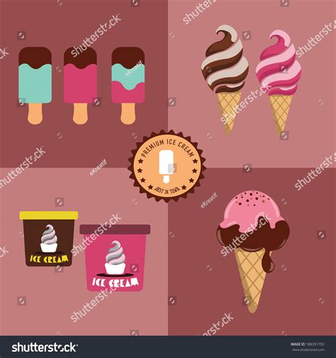 Set Ice Cream Cone Cup Stick Stock Vector Royalty Free 188351702