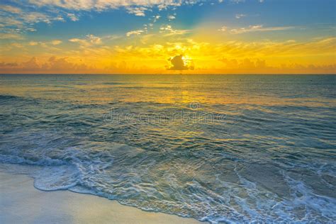 Colorful Sunset On The Tropical Beach With Beautiful Sky Clouds Stock Photo Image Of